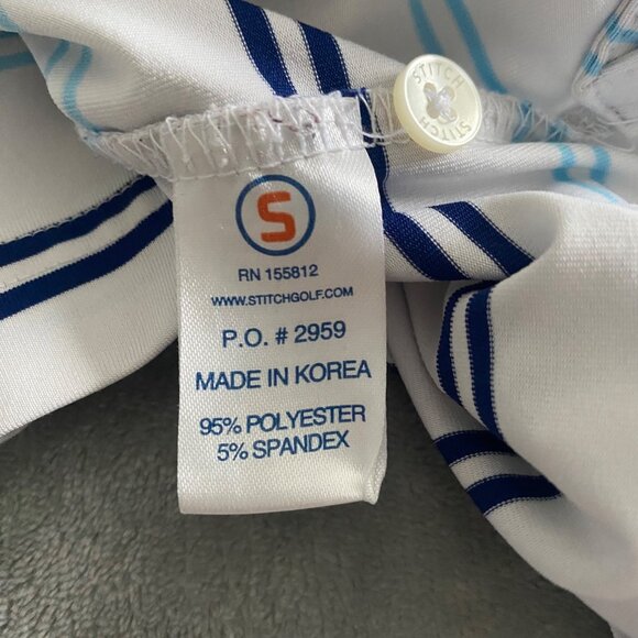 Stitch Striped Men's‎ Performance Golf Polo Size Medium Logo Riviera Golf Course - Picture 4 of 12